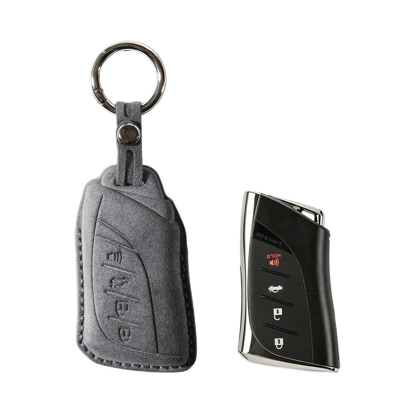 Alcantara Car Key Fob Cover for Lexus Model C with Buckle - Space Grey