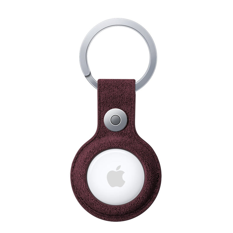 Gegelang Kunci AirTag Alcantara - Merah Wain
