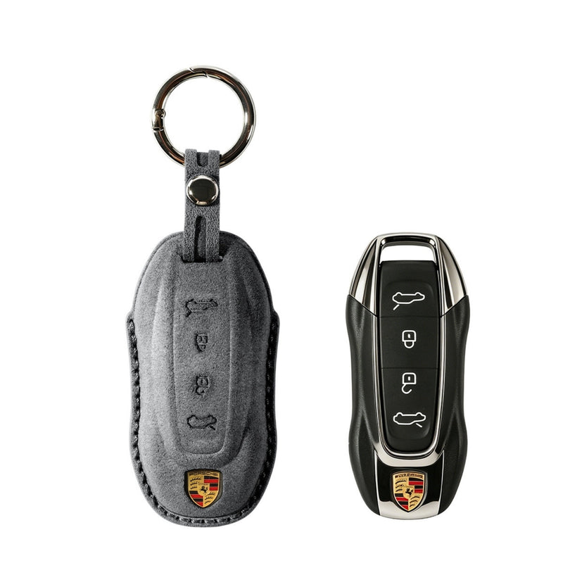 Sarung Kunci Kereta Alcantara untuk Model Porsche C dengan Gancu - Kelabu Ruang