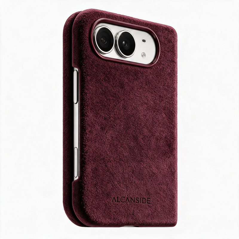 iPhone Duo - Alcantara 保護殼 - 酒紅色