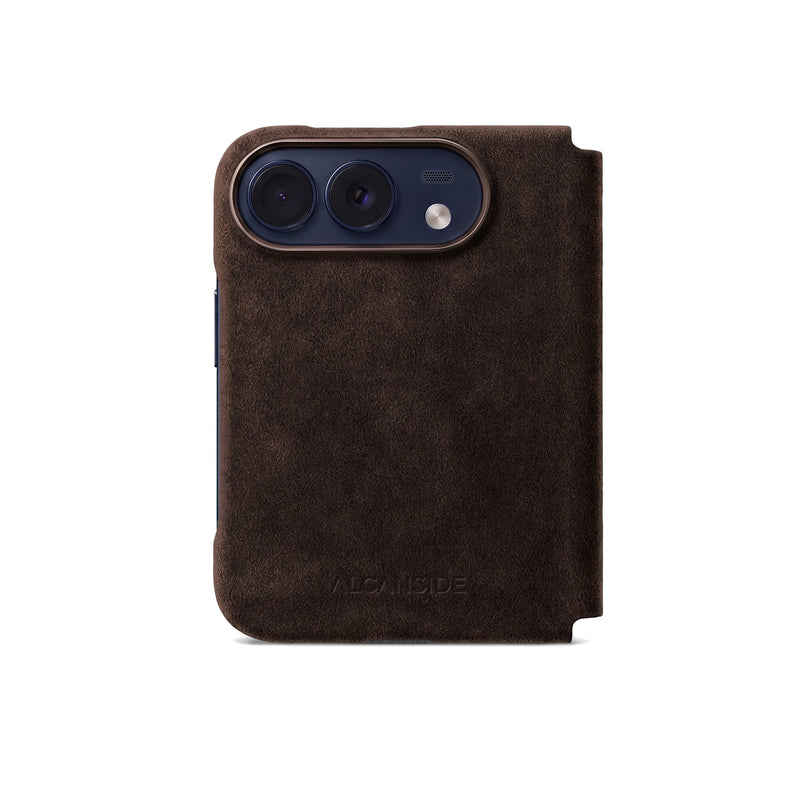iPhone Duo - Alcantara 皮革翻蓋保護殼 - 巧克力棕