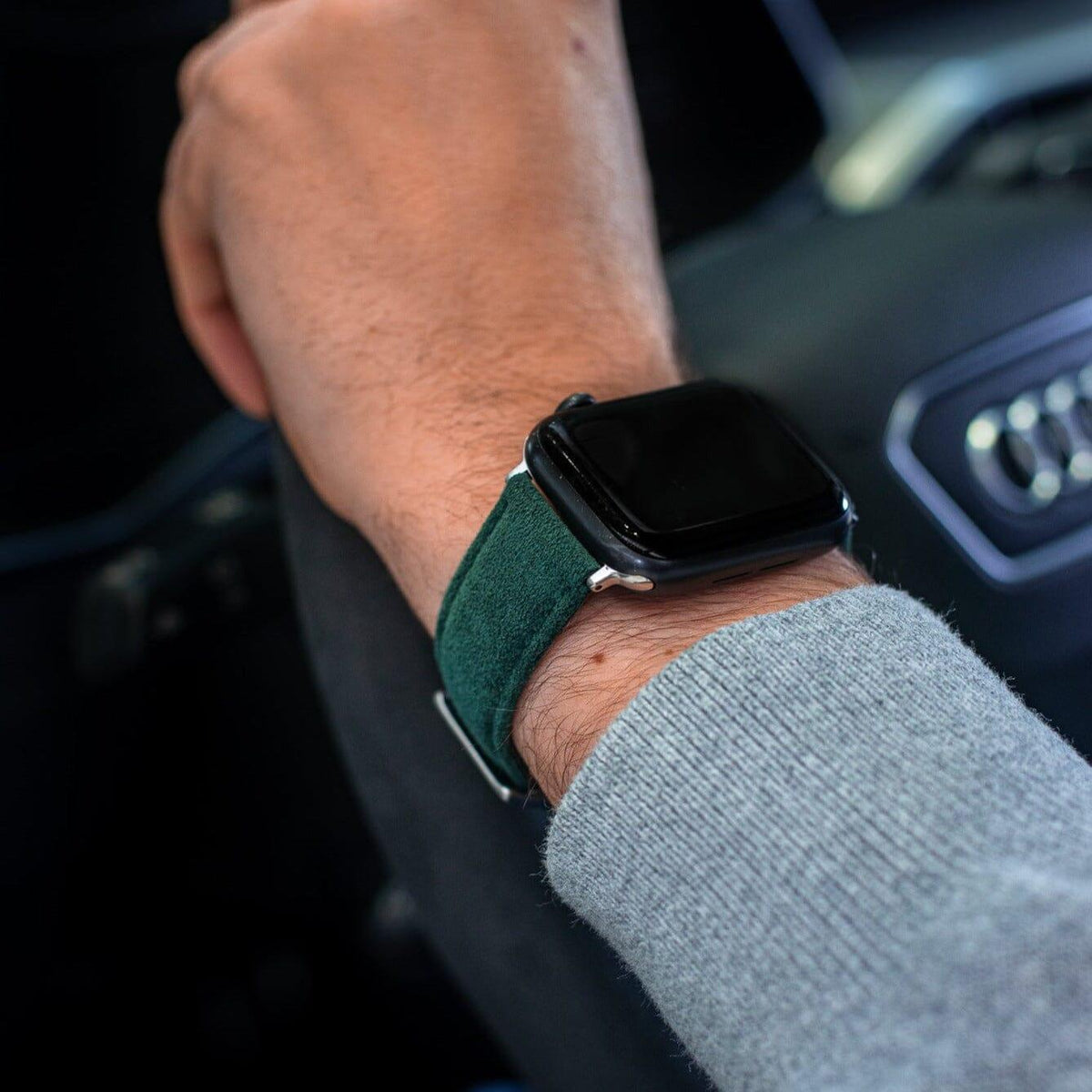 Alcantara Apple Watch Band With Buckle - Midnight Green - 42/44/45/46mm & Ultra (49mm) - Christmas Edition