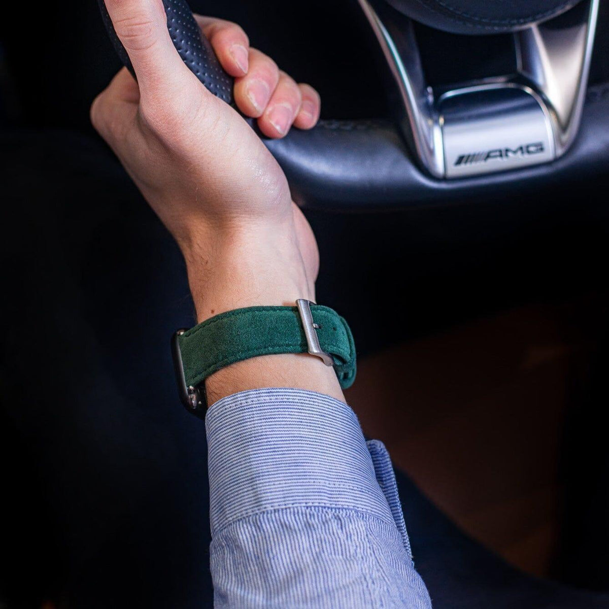 Alcantara Apple Watch Band With Buckle - Midnight Green - 42/44/45/46mm & Ultra (49mm) - Christmas Edition