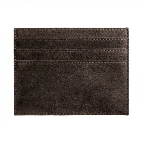 Alcantara Card Wallet - Chocolate Brown