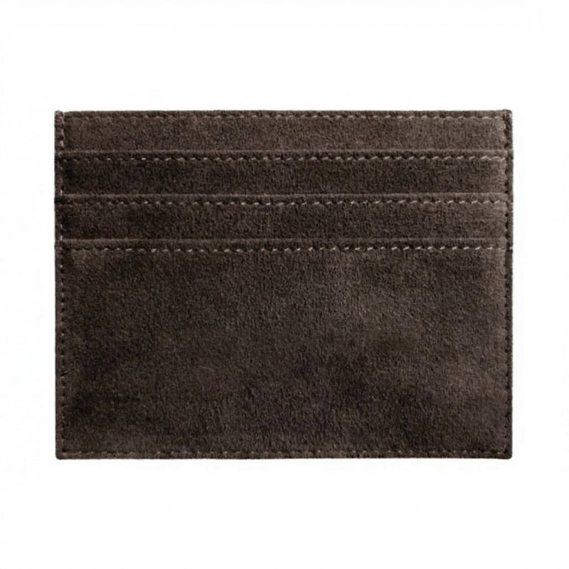 Alcantara Card Wallet - Chocolate Brown
