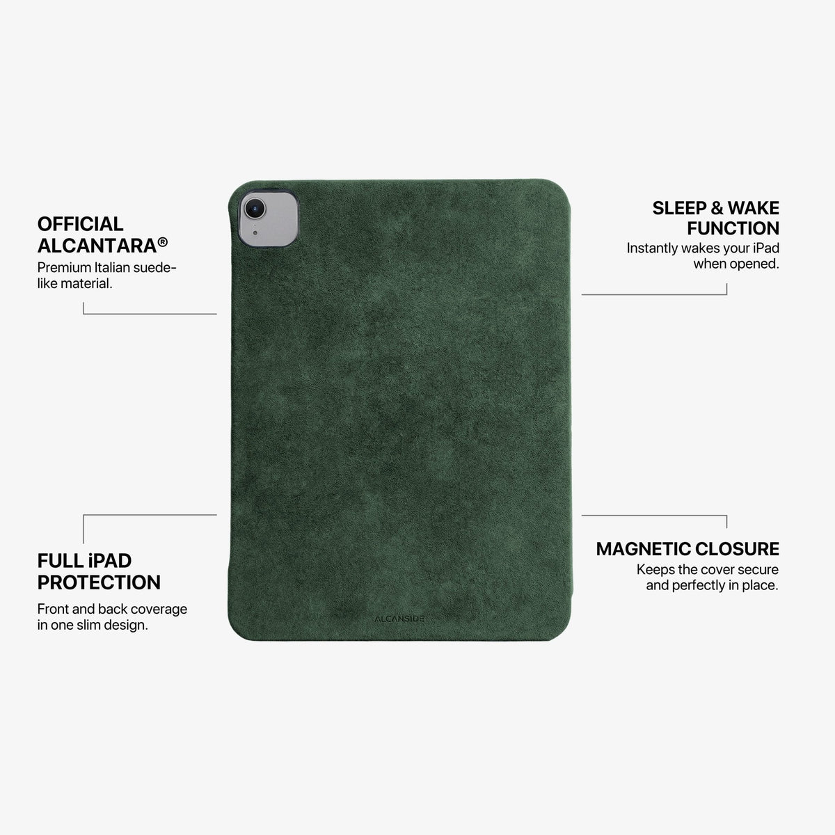 Alcantara iPad Cover - For iPad Air 11 inch (2024/2026) - Midnight Green