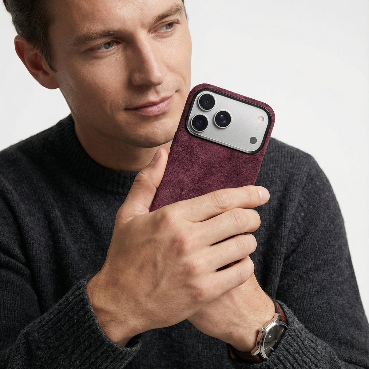 iPhone Alcantara Case - Wine Red